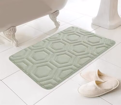 COUNTRY CLUB Geo Memory Foam Bath Mat in Green, W: 43 cm, D: 61 cm