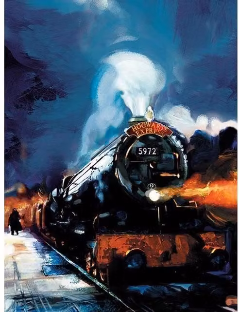Harry Potter Hogwarts Express Painted Canvas Print in Blue and Multicolour