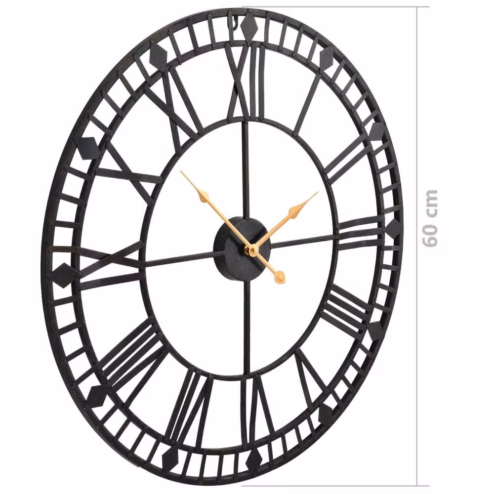 Berkfield Home Vintage Round Metal Wall Clock with Quartz Movement, Black, Diameter: 60 cm – 6
