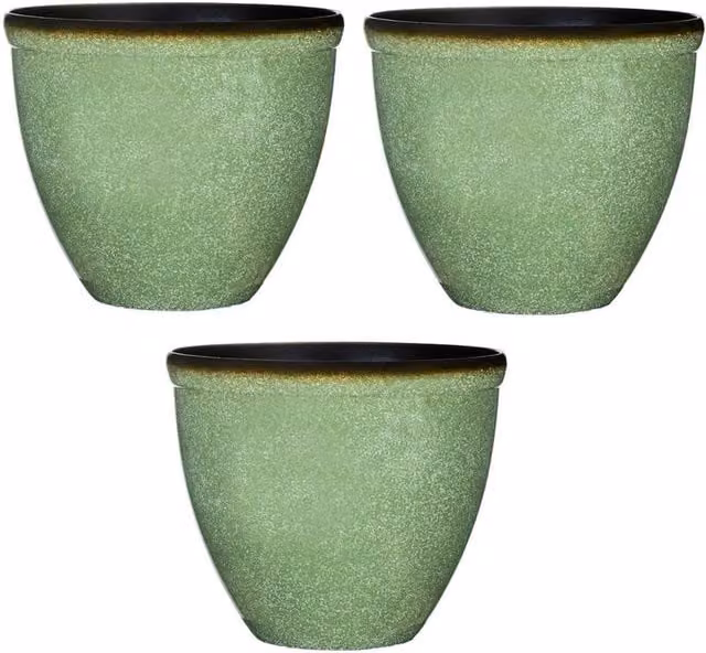 FLAVORA Set of 3 Green Glazed Ceramic Bell Planters for Ornamental and Herb Gardens – 1