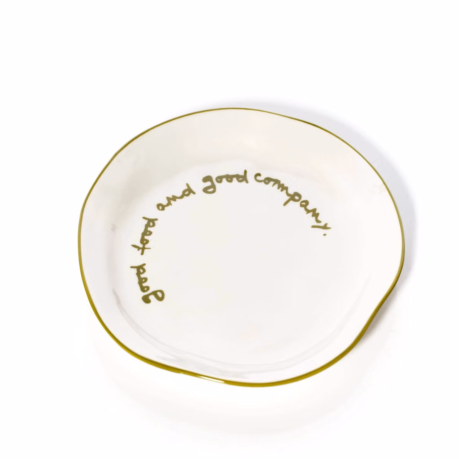 MÆGEN White Stoneware Side Plate with Good Food and Good Company Statement, Diameter: 20.5 cm