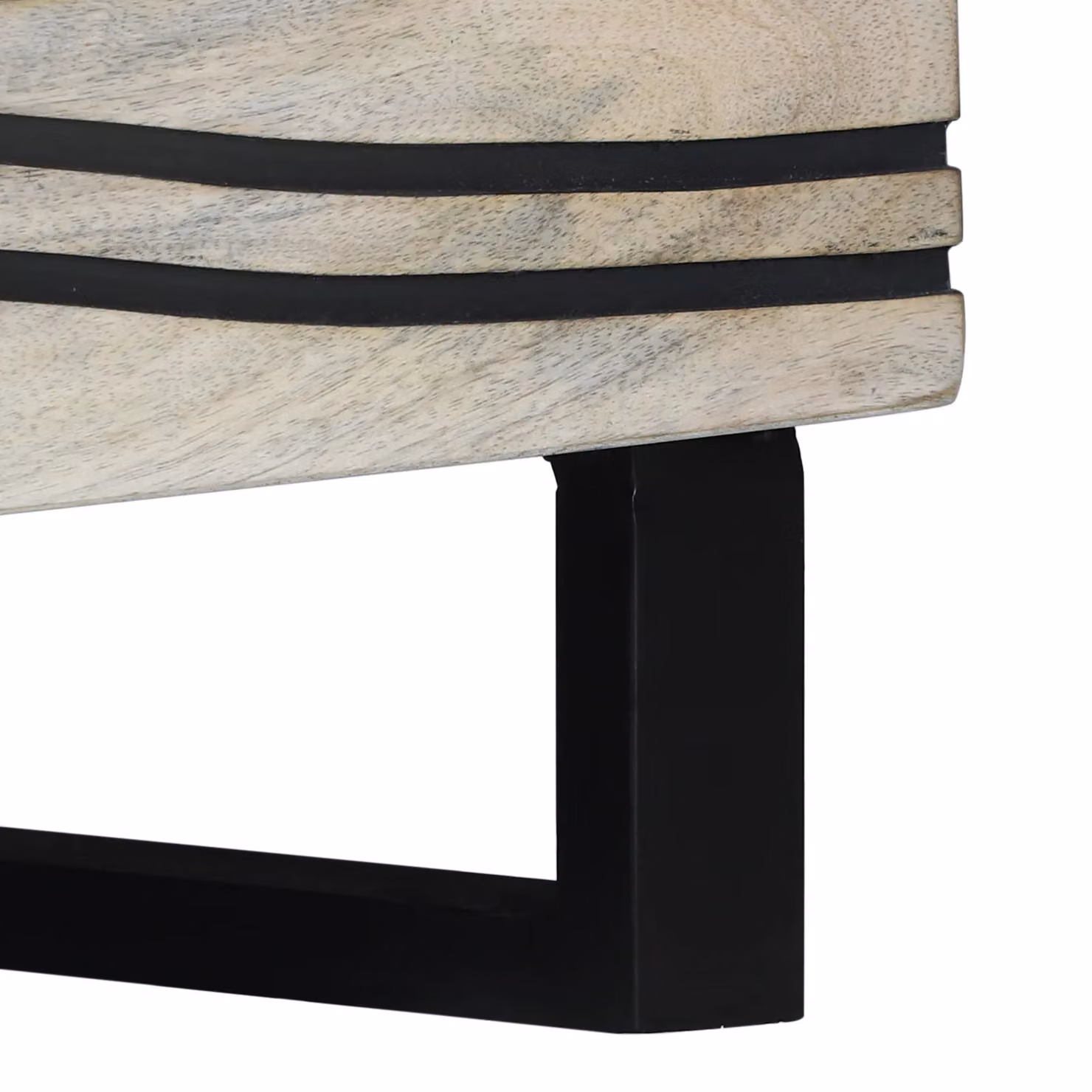 Berkfield Home Rectangular Coffee Table in White and Black Solid Mango Wood, W: 80 cm, D: 50 cm, H: 40 cm – 6