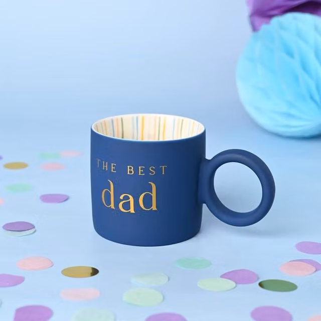 Confetti Best Dad Ceramic Mug in Blue and Gold