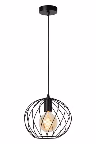 Lucide Danza Black Metal Sphere Pendant Light, Diameter: 25 cm