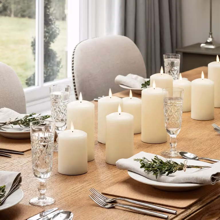 TruGlow® Ivory LED Pillar Candle Bundle with Remote Control, Timer and Flicker Effect