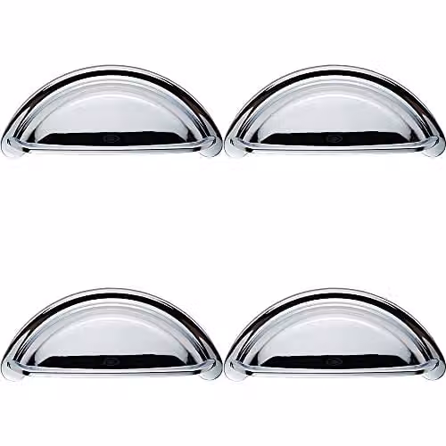 Loops 4 Pack Polished Chrome Cabinet Cup Pull Handles with 76mm Fixing Centres – 1