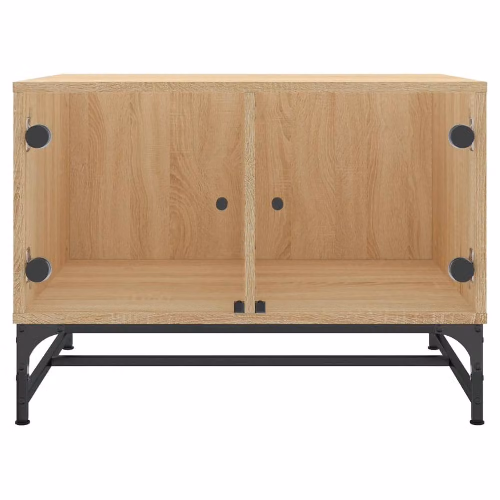 Berkfield Home Modern Coffee Table with Glass Doors in Sonoma Oak and Light Brown, W/D/H: 68.5 x 50 x 50 cm – 3