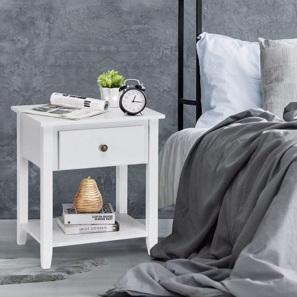 FORGEVIO White Accent Table and Bedside Storage Cabinet – 3