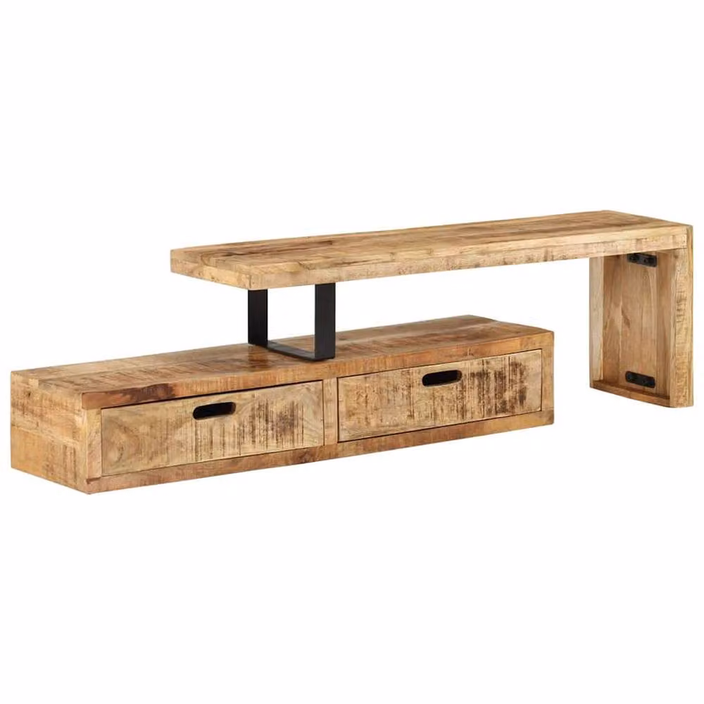 Berkfield Home Industrial Mango Wood and Metal TV Stand in Brown, W/D/H: 40 x 30 x 30 cm – 2
