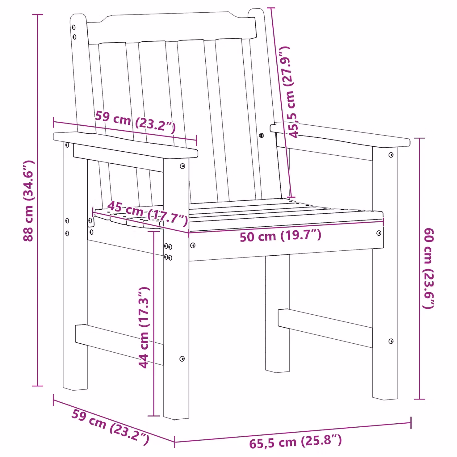 Berkfield Home Set of 6 Black Garden Dining Chairs, W/D/H: 55.5 x 55.5 x 88 cm – 8