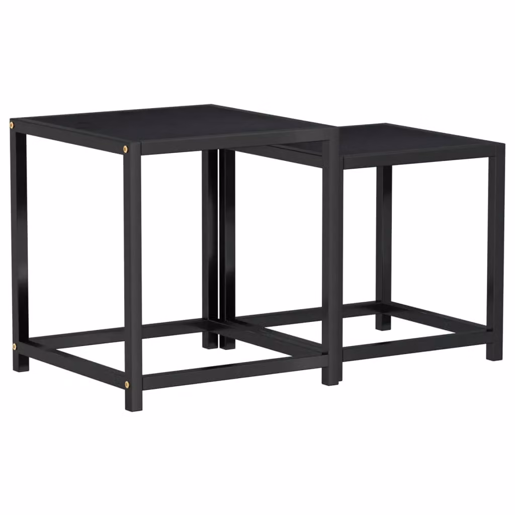 Berkfield Home Set of 2 Black Nesting Tea Tables in MDF and Metal – 2