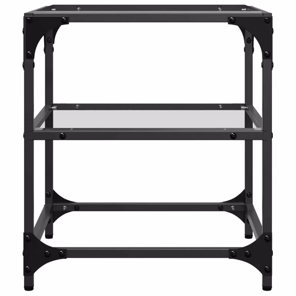 Berkfield Home Square Coffee Table with Transparent Glass Top and Black Steel Frame, W/D/H: 40 x 40 x 45 cm – 4