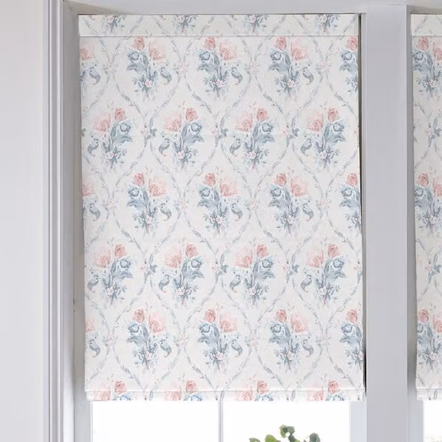 Laura Ashley Scarborough Fair Made to Measure Blackout Roman Blind in Pink Floral Design