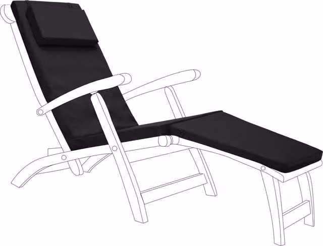 Gardenista Black Rectangular Outdoor Sun Lounger and Steamer Chair Polyester Cushion