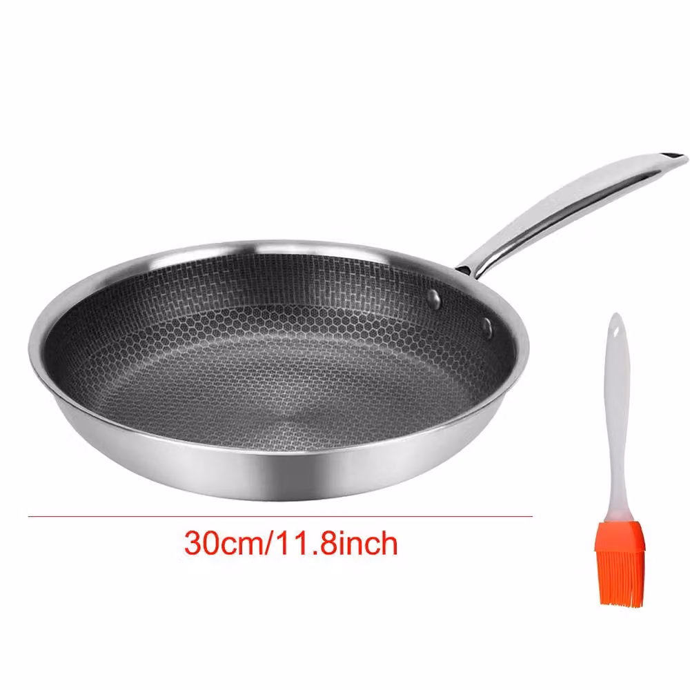 Hinsinc Stainless Steel Induction Geo Hex Non Stick Frying Pan, Silver, 30 cm – 2