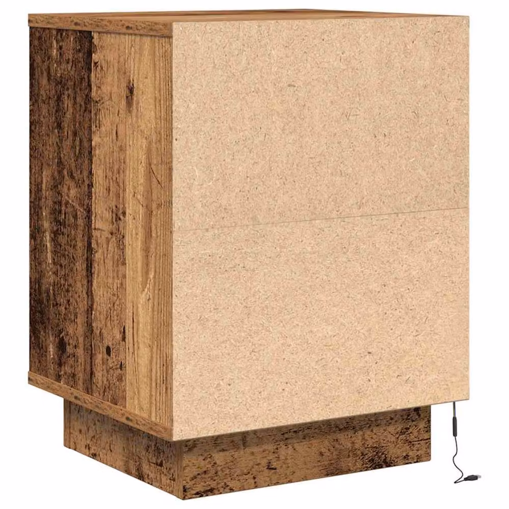 Berkfield Home Set of 2 Durable Bedside Cabinets with Integrated LED Lights in Old Wood, W/D/H: 38 x 34 x 50 cm – 6