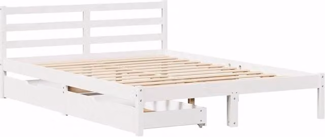 Berkfield Home Small Double Solid Wood Pine Bed Frame with Drawers, White, W/D/H: 120 x 190 cm