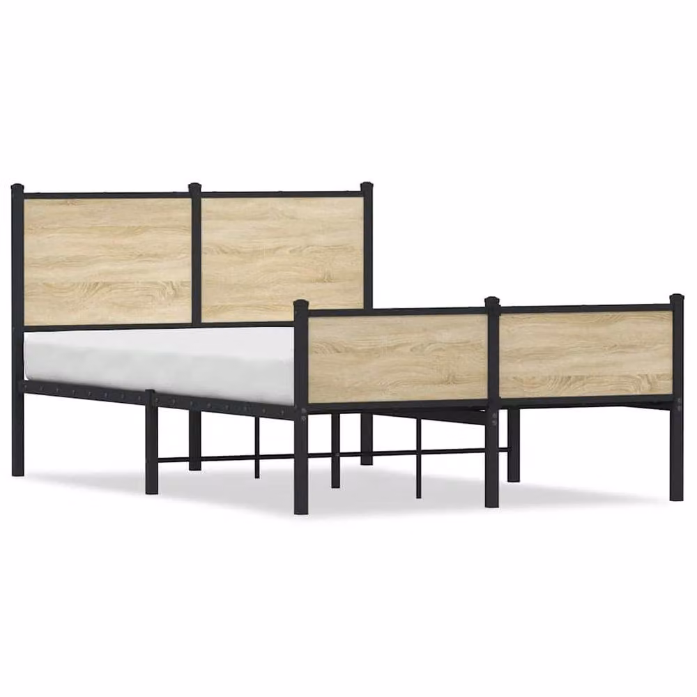 Berkfield Home Metal Bed Frame with Drawers in Light Oak, Size: Small Double, W/D/H: 120 x 200 x 91.5 cm – 3