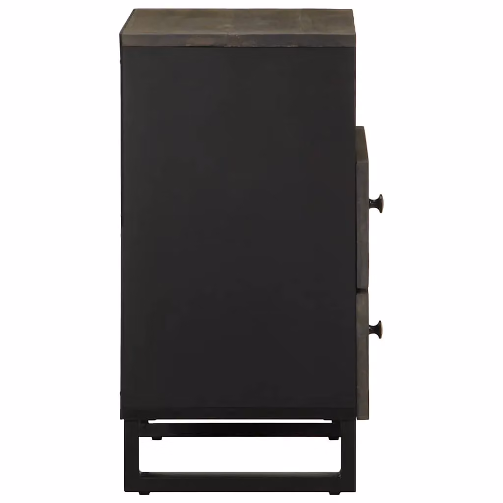 Berkfield Home Black Mango Wood Bedside Cabinet W/D/H: 50 x 33 x 62 cm – 3
