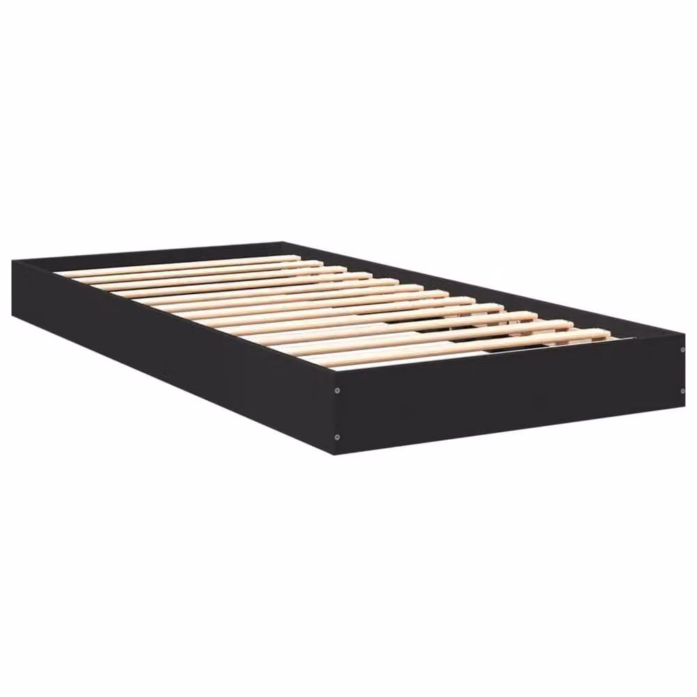 Berkfield Home Small Single Wood Bed Frame, Black, W: 75 cm, L: 190 cm – 3