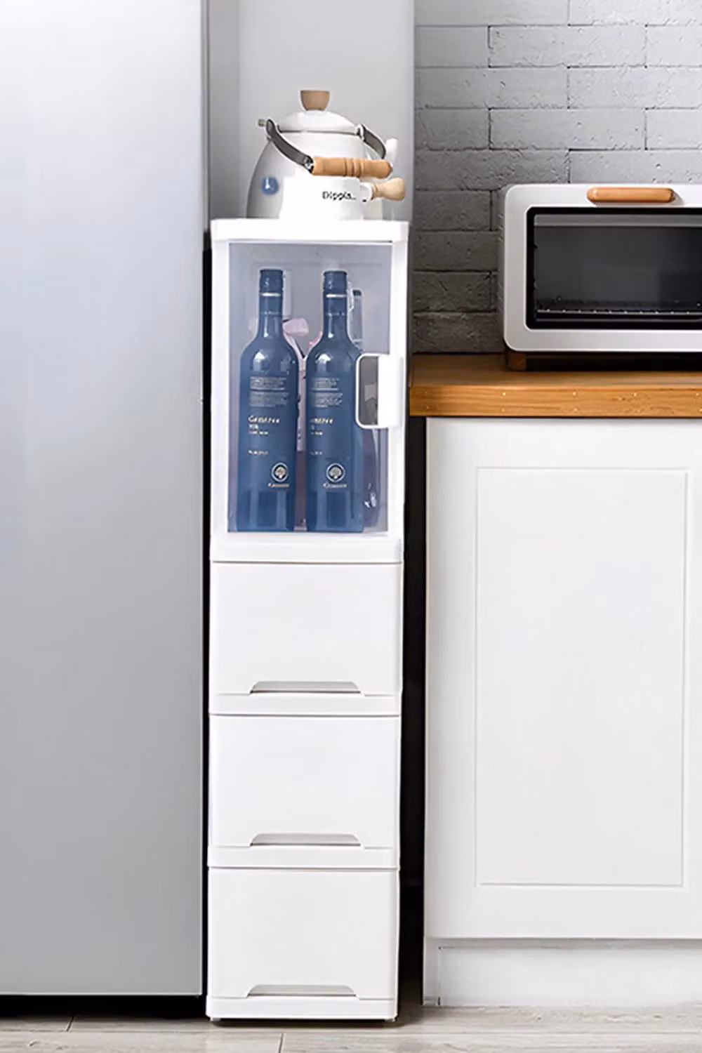 H&O Direct Slim Plastic Storage Cabinet with Wheels in White – 2