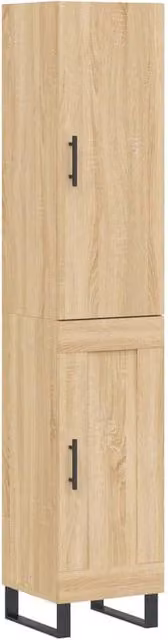 Berkfield Home Sonoma Oak Highboard in Light Tan, W/D/H: 34.5 x 34 x 180 cm