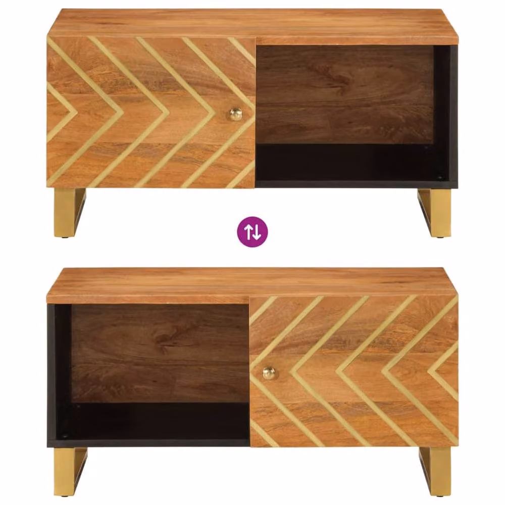 Berkfield Home Industrial Mango Wood Coffee Table in Brown and Black, W/D/H: 80 x 50 x 40 cm – 5