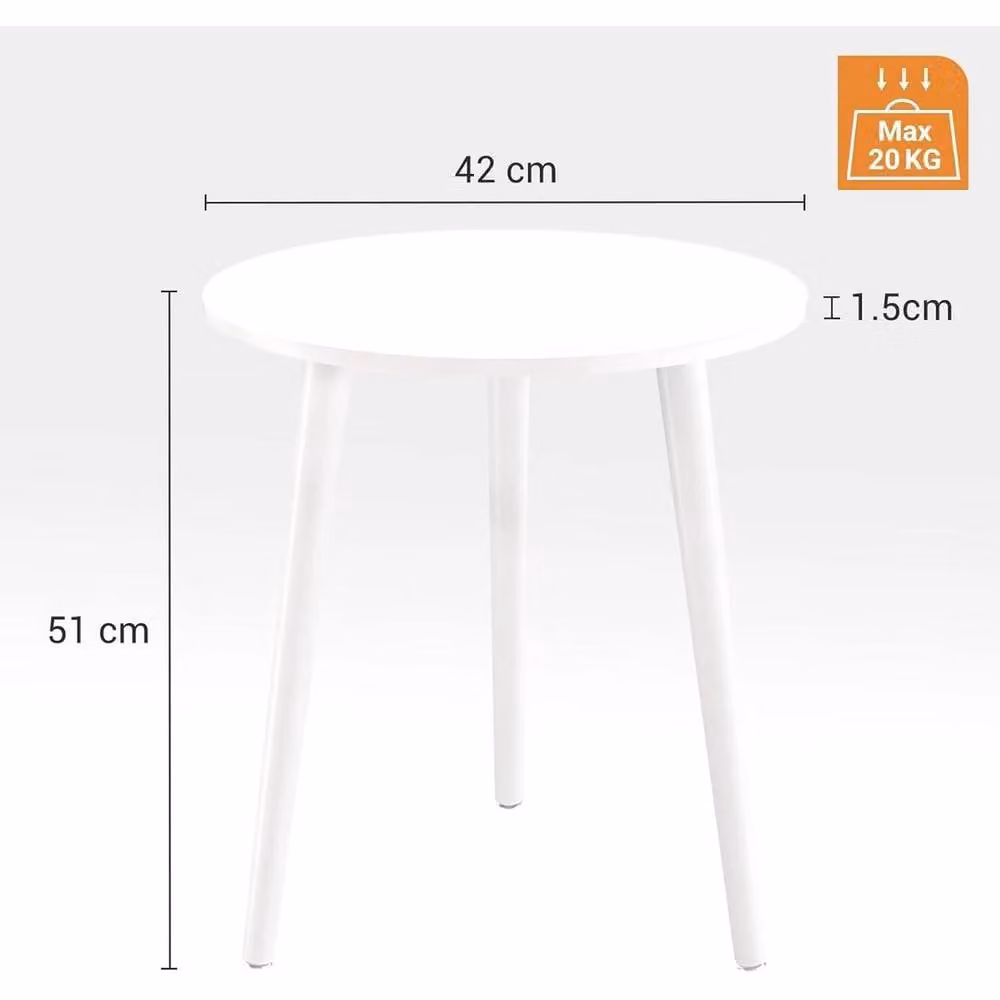 FORGEVIO White Round Small Wood End Coffee Side Table – 2