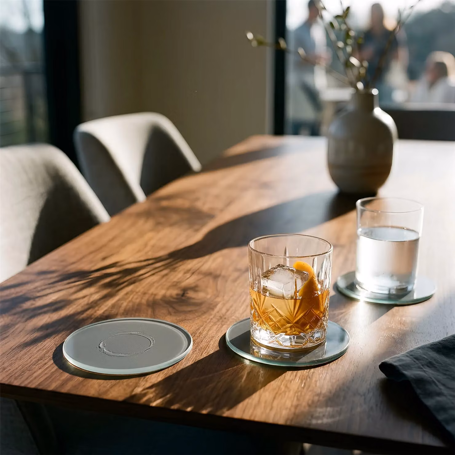 Harbour Housewares 12pc Glass Placemats and Round Coasters Set in Grey, W: 40 cm, D: 30 cm – 9