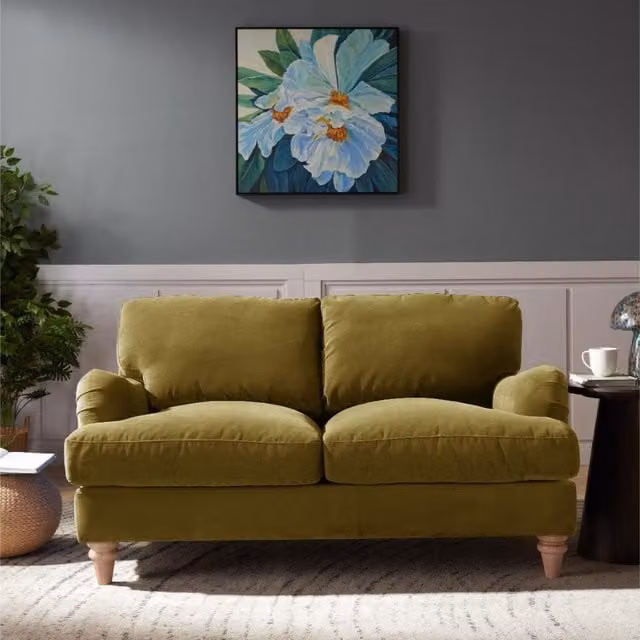 Halo Sofa in Olive Green Velvet