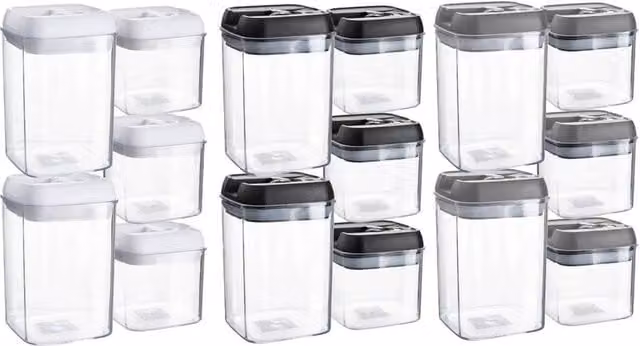 Argon Tableware Black Plastic Stackable Clip Food Storage Containers