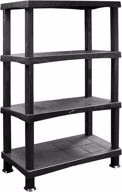 Nordara 4-Tier Plastic Shelving Unit Storage Organiser in Black