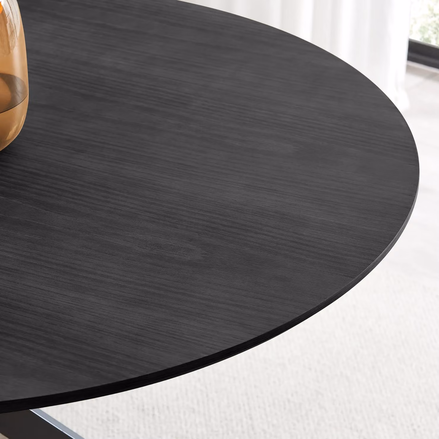 FurnitureboxUK Novara Black Round Dining Table and 6 Beaumont Grey Fabric Chairs Set – 2