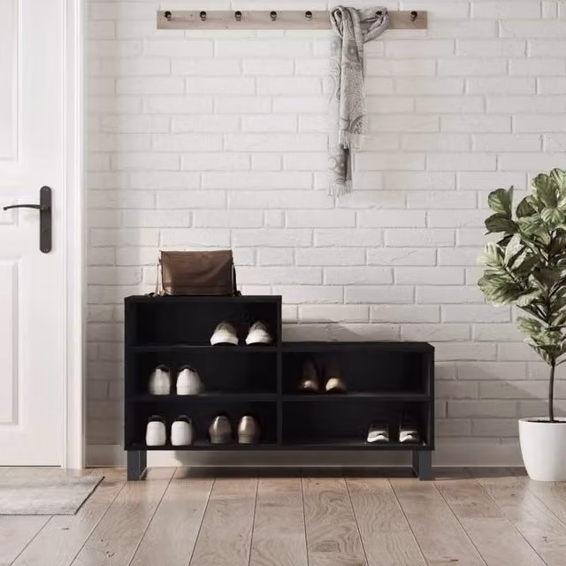 Berkfield Home Modern Black Wall Mounted Shoe Cabinet W/D/H: 102 x 36 x 60 cm