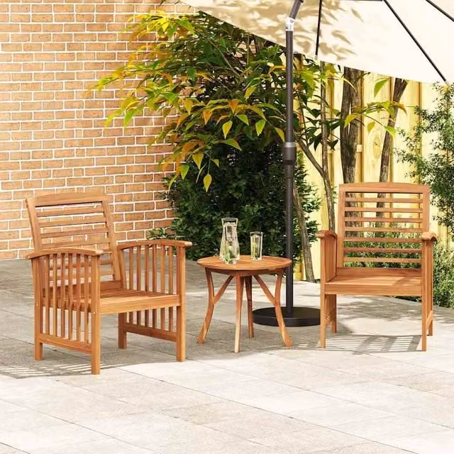 Berkfield Home Beautiful Garden Chairs, Set of 2, Oiled Solid Acacia Wood, Brown – 1