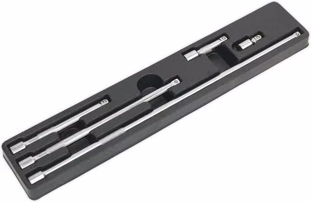Loops 5 Piece Knurled Extension Bar Set, 3/8 Inch Sq Drive, Chrome Vanadium Steel, Silver and Multicolour – 1