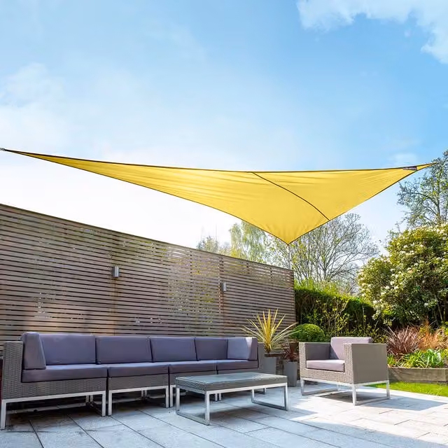 Kookaburra Waterproof Right Angle Triangle Sun Shade Sail, Yellow, W: 6 m, D: 4.2 m, UPF 50