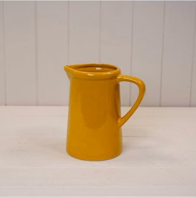 KDMD Large Burnt Yellow Ceramic Jug in Mustard
