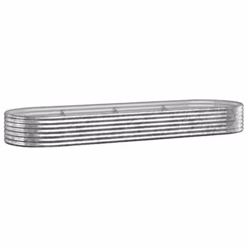 vidaXL Silver Steel Garden Planter Tub W: 322 cm, D: 100 cm, H: 36 cm – 1