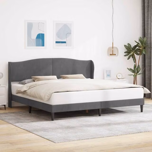 Berkfield Home Velvet Bed Frame with Headboard and Lift Up Base, Grey, 180 x 200 cm