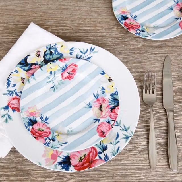 Mikasa Clovelly Blue and White Floral Porcelain Side Plate, 19 cm