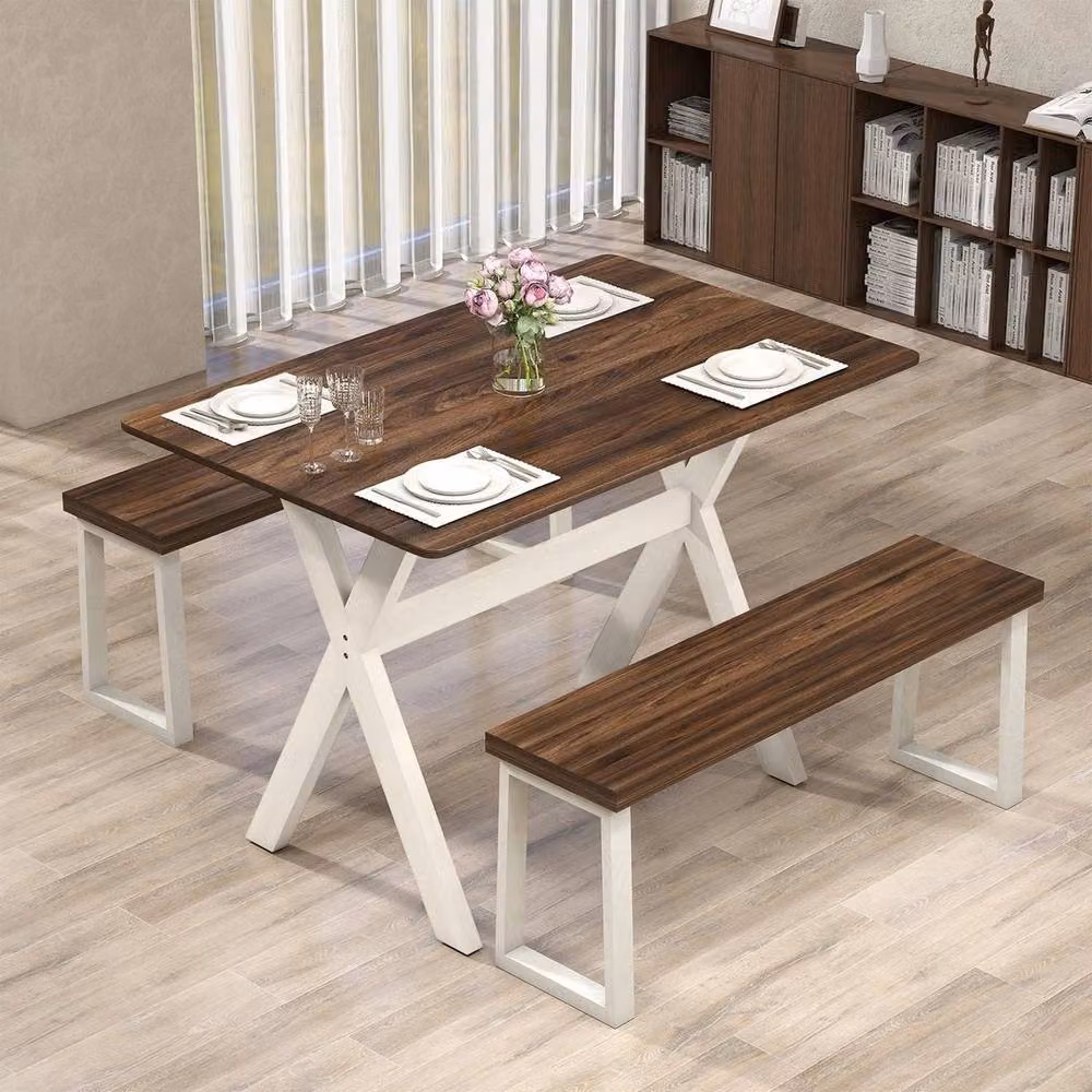 EONLION Modern Rectangular Rubberwood Dining Table in Brown, W/D/H: 100 x 71 x 76.5 cm – 5