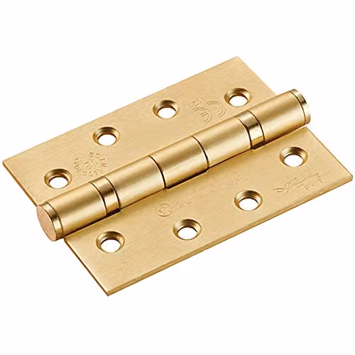 Loops Pair of 13 Ball Bearing Butt Hinges in Satin Brass, H 102 x W 76 x D 3 mm