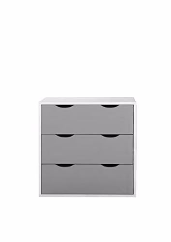 Timber Art Design Alton 3 Drawer Chest of Drawers in White and Grey – 1