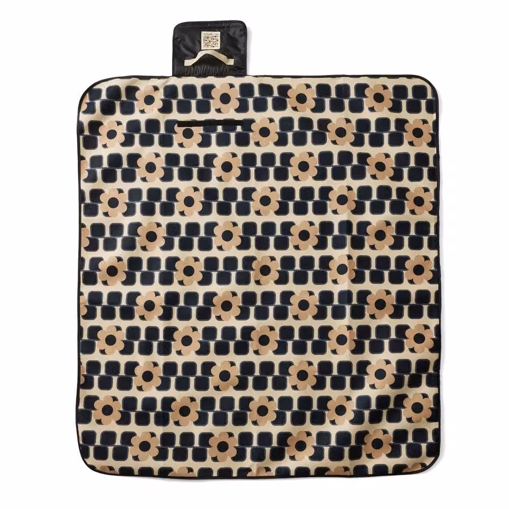 Regatta Orla Kiely Printed Picnic Blanket in Black with Waterproof Underside – 4