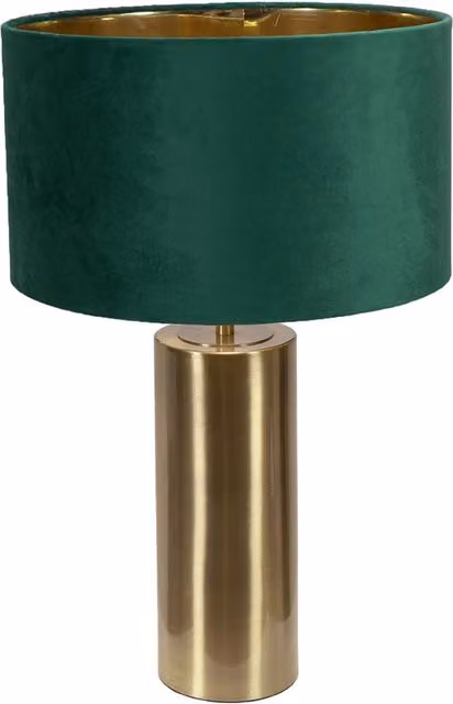 Lexy Gold Touch Table Lamp in Forest Green Velvet with Gold Inner Shade and Bulb