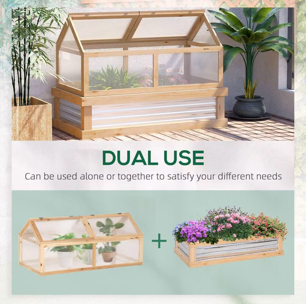 STILVORA Raised Wooden Garden Bed with Removable Transparent Greenhouse Top, Beige, W: 122 cm, D: 61 cm, H: 122 cm – 3