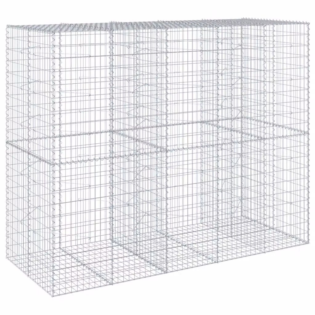 Berkfield Home Silver Galvanised Steel Gabion Basket with Cover W/D/H: 250 x 100 x 200 cm – 2