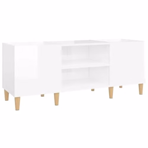 vidaXL Record Cabinet in High Gloss White, W/D/H: 121 x 38 x 48 cm – 1