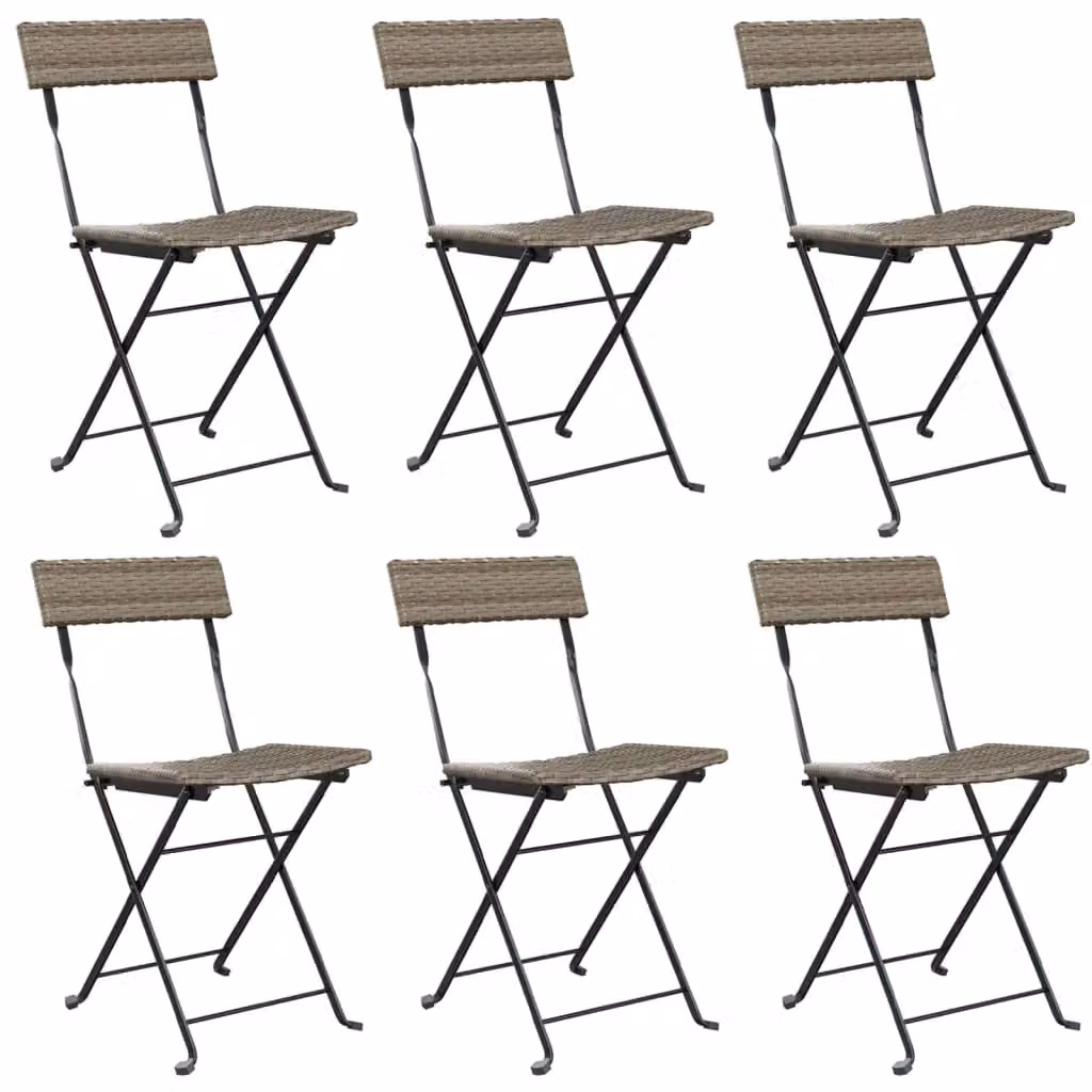 Berkfield Home Set of 6 Grey Poly Rattan and Steel Folding Bistro Chairs – 2